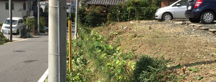 草が生えている駐車場