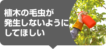 植木の毛虫、今後は発生しないようにしてほしい